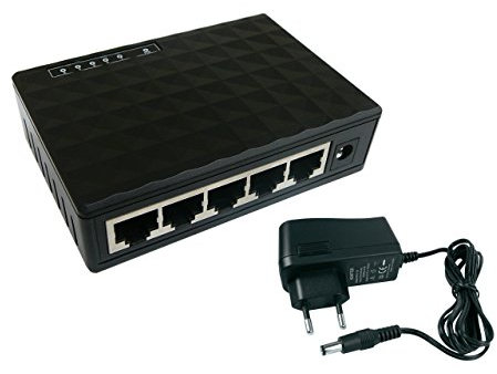 KALEA-INFORMATIQUE Conmutador de Red Gigabit LAN ethernet 10 100 1000 Mbps 5 Puertos RJ45 con Fuente de alimentación Externa.