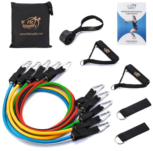 Fit Simplify Resistance Tube Bands 12 Piece Set with Instruction Booklet