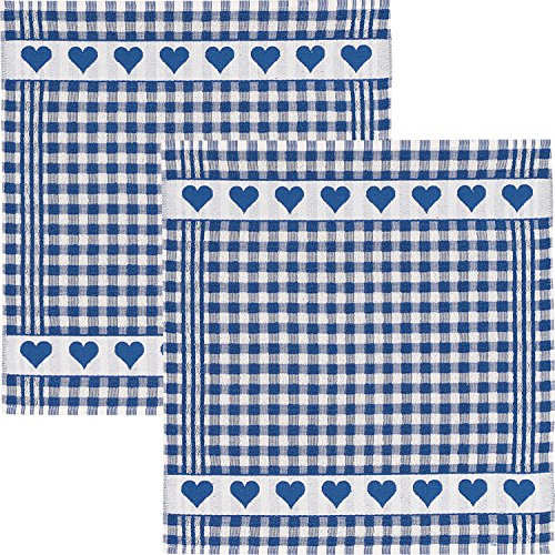 2-PK Juego de paños tejido de rizo, 100% algodón, azul, 50x50 cm