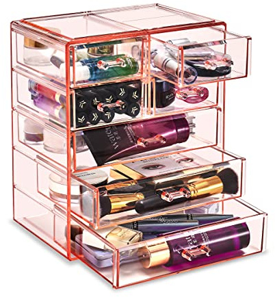 Sorbus Großer Aufbewahrungskoffer für Kosmetik, Make-up und Schmuck, stilvoller Schminktisch, Badezimmerkoffer