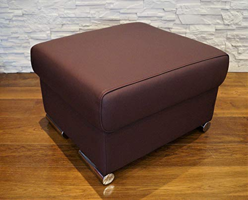 Quattro Meble Weinrot Echtleder Hocker aufklappbar mit Stauraum Sitzhocker Rindsleder Sitzwürfel 60x55 Fußhocker Polsterhocker Echt Leder Puff