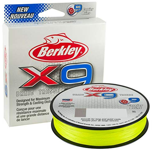 Berkley X9 Braided Fishing Line - 9 Strand Braid Line for Saltwater and Freshwater Fishing, Unisex,, Flame Green, 27.0kg| 328yd | 300m