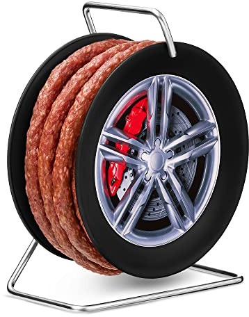 WURSTBARON® Wurstfelge - Snack Wurst Mini-Kabeltrommel auf Felge - 3,5 Meter Wurst nach Krakauer Art - 240 g