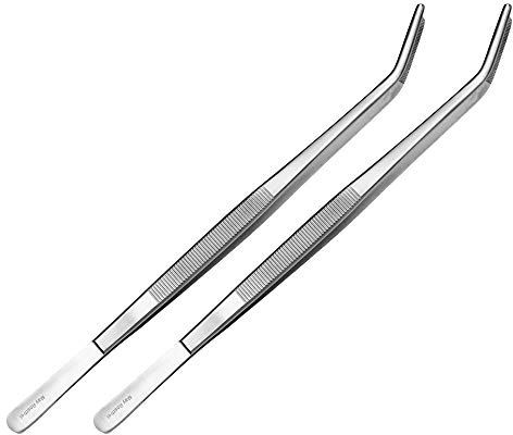 May - Set - 2X Terrarium-Pinzette 30 cm lang - Futterpinzette - Futterzange - Terrarium-Pinzette - Gebogene Ausführung - Edelstahl