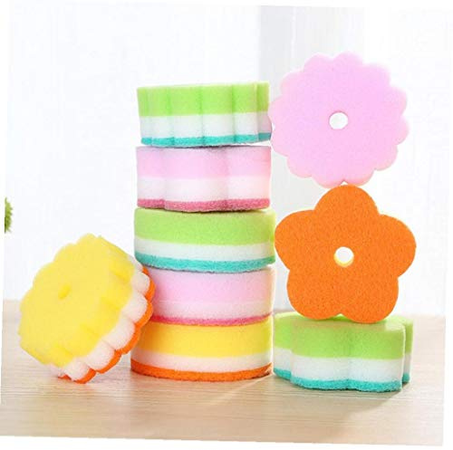 Case Cover Schwämme Scheuerschwämme 5pcs Blumen-Form-Schwammbürste Geschirr Glas-Wäsche-Teller Schwamm Küche Haus Weihnachten Reinigungswerkzeug zufällige Farbe