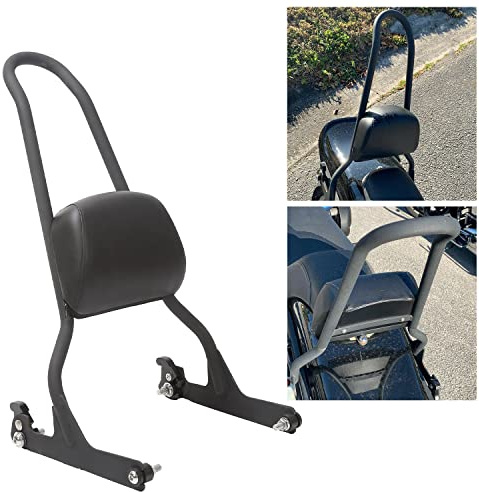 ECOTRIC Motorcycle Detachable Sissy Bar Backrest Pad Compatible with 2006-2017 Harley Davidson Fatboy Fat boy LO FLSTF Softail FXST FLST CVO Rear Passenger Adjustable Back rest Black Steel