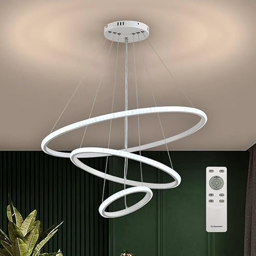 Lampadario a sospensione 3 cerchi 68W bianco con telecomando incluso V636-BIANCO
