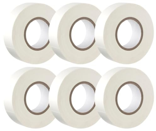 GTSE vit elektrisk tejp, 19 mm x 20 m, stark självhäftande PVC-isoleringstejp för isolering, reparation och skydd av elektriska ledningar, 6 rullar