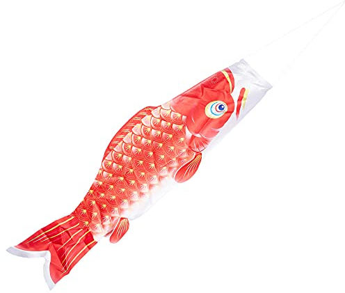 GORGECRAFT 36 Zoll Koi Fisch Flagge Koinobori Bunte Fancy Carp Wind Streamer - Japanische Cartoon Flagge Für Garten Hinterhof Nipponese Sushi Bar Izakaya Raumdekoration Hängende Wanddekoration-Rot