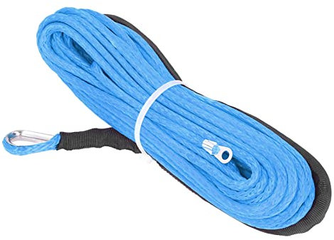 KIMISS Correa de Cuerda de Remolque de Coche, Cable de Cabrestante 4,8mm X 15m Fibra Sintética 5500lbs Resistencia a la Rotura Impermeable para Remolque ATV UTV(Azul)
