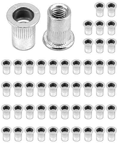 QWORK® 50 Pezzi Rivetti Filettati M6, dadi rivetti filettati, lega di alluminio, per il fissaggio di decorazioni per mobili artigianali