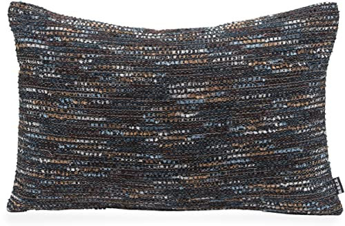 H.O.C.K. Bella Flokati Kissen inkl. Füllung Dekokissen Zierkissen Größe (60x40cm, schwarz blau)