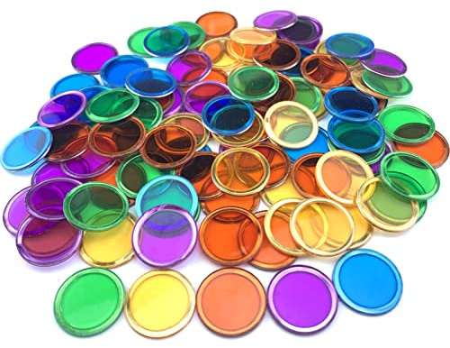 Dacefloy Magnetisches Bingo-Set – 100 Stück, mehrfarbige Metallring-Chips, Kunststoff-Pokersteine, Marker, Mathematik, Wissenschaft, STEM-Kit