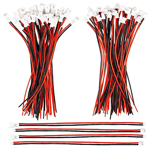 HUAZIZ 50 Pares Mini Micro JST-PH 2.0 2-Pines Macho Conector Plug, JST Enchufe de Conector Hembra y Macho, Conector de Enchufe de JST-PH 2 Pin, 15cm Connector Macho Hembra Alambre de Cable