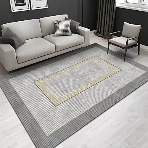 Teppich kinderspielteppiche,Grau-Gelb-Streifen-Design, Leicht Zu Reinigender, Waschbarer Teppich Schlafzimmer deko,Living Room 180x250cm