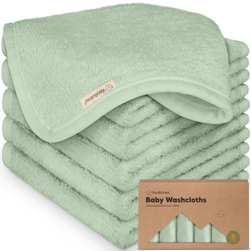 KeaBabies 6-pack babytvättlappar – mjuka bambutorrlappar för spädbarn, barn, ultraabsorberande badhanddukar för nyfödda, 25 x 25 cm, skonsam för känslig hud (pistachio)