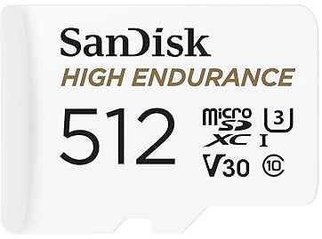 SanDisk High Endurance - Tarjeta microSD para videovigilancia de 512 GB, hasta 100 MB/s, Class 10, U3 y V30