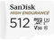 SanDisk High Endurance - Tarjeta microSD para videovigilancia de 512 GB, hasta 100 MB/s, Class 10, U3 y V30