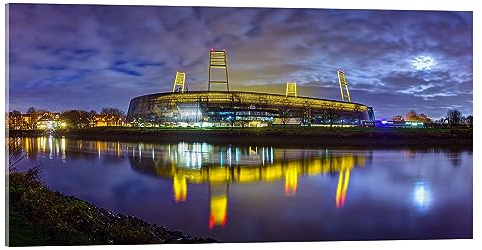 Posterlounge Bremer Stadion im Mondschein Acrylglasbild | 80 x 40 cm von Tanja Arnold Photography Wandbilder Wanddeko
