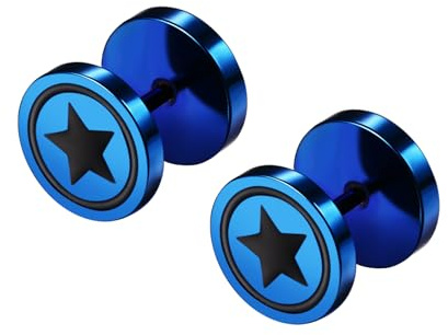 Cupimatch Fake Tunnel Hip Hop Ohrringe - Herren Edelstahl Fake Plugs Earrings Unisex Runde Ohrringe Fake Gauges Hantel Ohrstecker für Männer Frauen