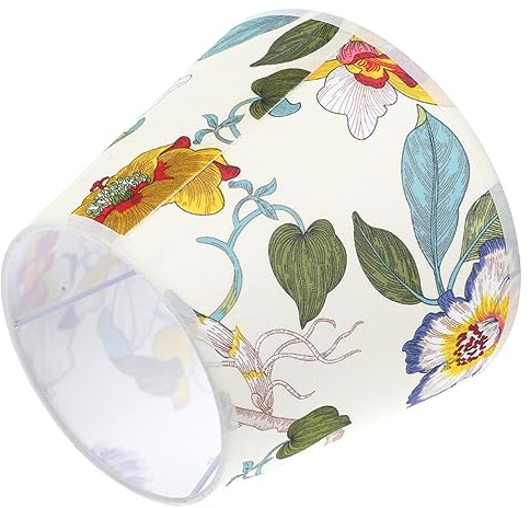 Hemobllo Lampenschirm Altmodisch mit Blumenmuster aus Gewebe und Metall Passend für E27 Glühbirne Schafft eine Warme Atmosphäre im Wohnzimmer Zufälliger Stil