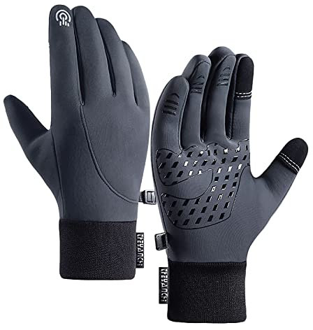 Guanti da sci da donna spessi antiscivolo con fodera in pile Guanti alla moda impermeabili Guanti sportivi Guanti da corsa per sci e ciclismo campeggio sport all'aperto, grigio, L