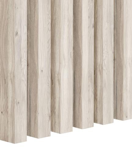 Premium 3D Slats 12 pièces - Panneaux muraux acoustiques, Vertical, Longueur 275 cm, Largeur 2,9 cm, Profondeur 4 cm Panneaux en bois, panneaux muraux, aspect bois, mur à lattes