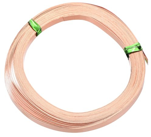 PATIKIL Platt koppartråd, 2 rullar 32 mätare/0,2 x 5 mm, diameter 6 m/19,69 fot platt tråd flexibel för gör-det-själv smyckestillverkning, koppar
