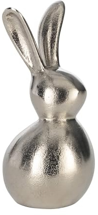 EGLO LIVING Osterdeko Hase Engaru, Deko Figur Ostern Frühling | Frühlingsdeko Osterhase minimalistisch, Tischdeko Osterfigur aus Aluminium in Silber, 23,5 cm