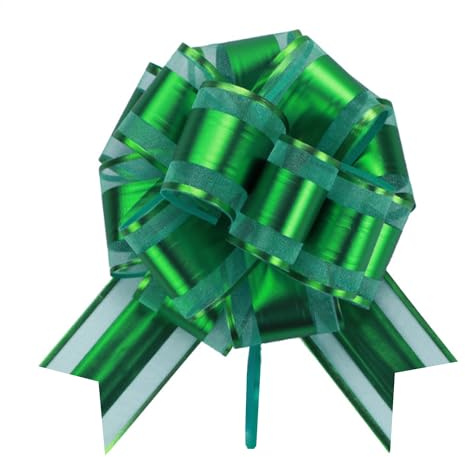 Große Geschenk Schleife,6 Stück Große Geschenkschleife mit Geschenkband, Ziehschleife ø 18cm,Riesen Schleife Geschenk, Große Pull Bow für Auto Dekor Hochzeit Geburtstag Weihnachten,Dekoschleifen,Grün