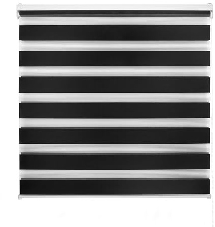 Blindecor Estor Enrollable Noche y día, Color Negro, Estor de 160 x 180 cm (Ancho x Alto) | Tamaño de la Tela 157 x 175 cm | Estores Noche y Dia para Ventanas