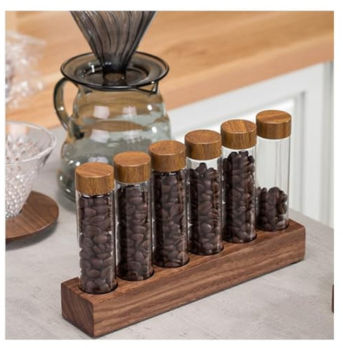 Primst Single Dose Coffee Bean Storage Tubes, 6 Tubes Coffee Bean Cellars Coffee Storage Containers Sealed Dosing Glass Vials for Tea, Coffee, Spices