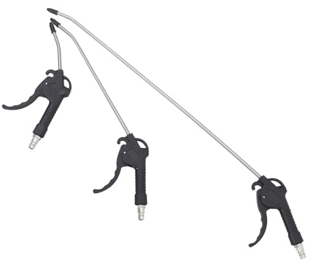 iplusmile Juego de 3 Sopladores de Aire Mango Negro, Acero Inoxidable y Plástico, Herramienta para Limpieza Rápida de Polvo y Residuos en Interiores de Coche