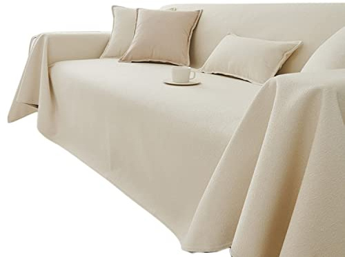 Wasserdichter Sofaüberwurf für Hunde, rutschfester Couch-Schonbezug, groß, 3-Sitzer-Sofabezug, ideale Stoffdekoration, Beige, 190 x 130 cm