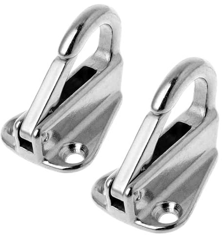 Hominas Karabinerhaken Bootshaken 2-teiliger Fenderhaken, Edelstahl Karabinerhaken Boot Schiff Hardware Federfender für Schiffsanhänger Festmachen Absenken, Silber, 4.3 × 3.2 × 3.1 cm