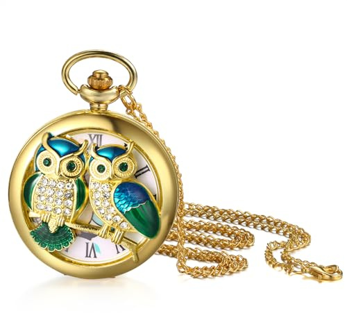 Avaner Taschenuhr mit Kette Gold: Automatische Mechanische Taschenuhr mit Taillenkette römischer Skala Goldene Taschenuhr Analog Quarzuhr Geschenk für Männer Frauen