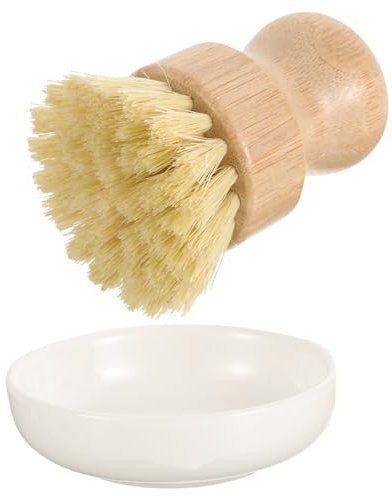MOBUTOFU Kitchen Cleaning Brush Natural Scrubbers for Pot and Dish Cleaning Long Handled Wood Handle Scrubbing Brushes for Stove for Household Use