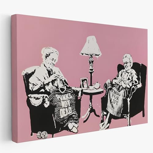 Artis Laboratory Punk is not dead in stile Banksy Graffiti - Quadro su tela pronto da appendere con kit montaggio incluso arredamento casa e ufficio - 70x100cm
