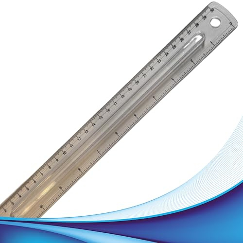 Righello con impugnatura multifunzionale. Riga per misurazione 30 cm scala in cm e pollici per disegno tecnico indispensabile per ufficio scuola studi tecnici di ingegneri architetti geometri periti.