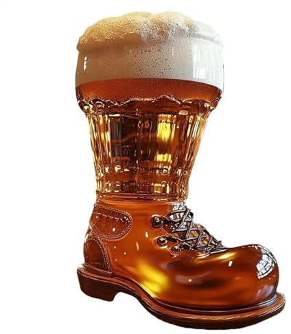 Uonguon Taza de vidrio con diseño de bota de cerveza, vaso de cerveza transparente reutilizable y resistente, divertida decoración temática de taberna, 7.8 x 3.94 pulgadas para el hogar, bar y