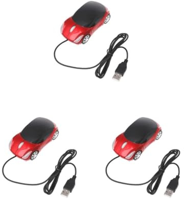 Mealoodiousmusea Lot de 3 souris optiques filaires universelles en forme de voiture pour bureau, hôtel, ordinateur de bureau, ordinateur portable, 3 touches