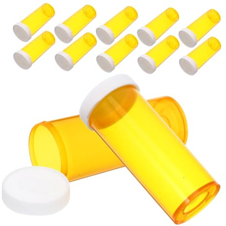 BATHVEVE 12pezzi Contenitori Vuoti Per Pillole in Plastica Con Tappi Piccoli Contenitori Per Medicinali Fiale Portatili Per Viaggio Organizer Trasparente Per Casa e Uso Quotidiano