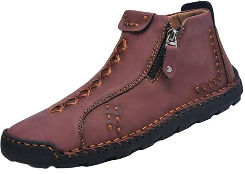 Generisch Stivaletti in pelle da uomo, scarpe in pelle da uomo, sportive, scarpe da camminata antiscivolo, scarpe casual leggere, scarpe fitness suola piatta, scarpe comfort retrò, scarpe da trekking