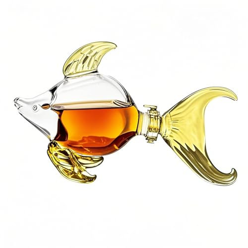 Carafe à décanter exquise en forme de poisson, carafe créative en verre pour scotch, whisky bourbon et vodka 500 ml