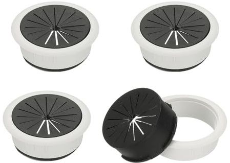PATIKIL Ojal Para Escritorio 2, 4 Pcs Cubreagujeros De Plástico Para Escritorio Ojal Para Cables Cubreagujeros Para Cables Organizador Flexible De Cables Con Sierra, Blanco
