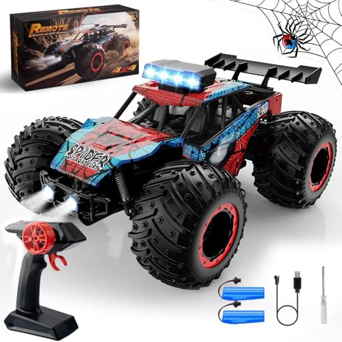 KINSAM Spider Voiture Télécommandée, Voiture Telecommandé Enfant 1/18 Échelle,2 Batteries,Jeux Enfant 3 4 5 6 7 8 9 Ans Mâle Cadeau Anniversaire,Jouet Cadeau pour Enfants