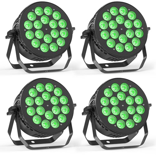 180 W Projecteur LED Par RGBW, 4 Piece éclairage de scène en aluminium moulé avec DMX512, commande vocale, pour les fêtes, mariages, bars et Noël