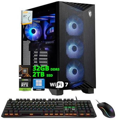 MSI Aegis ZS2 Gaming Desktop | AMD 12-Core Zen 5 Ryzen 9 9900X | 32GB DDR5 2TB SSD | GeForce RTX 5070 DLSS 4 | 360mm Liquid Cooler | Wi-Fi 7 | Gold 750W 80+ Win11 Pro Power Supply