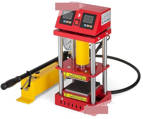 Termopressa, Pressa idraulica for colofonia da 15 tonnellate, AR1701 800W Doppio riscaldamento Piastre for pressa da 4,7x4,7 pollici Strumento professionale for l'estrazione della cera d'olio(Rot)