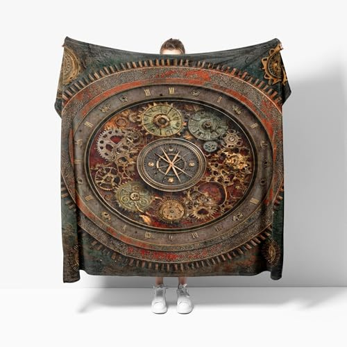Genérico Manta Creatividad Steampunk Manta de sofá de Viaje, Cobija refrescante Transpirable, Batamanta Mujer, Suave y cómoda de sofá Viento MecáNico, para otoño e Invierno XL 130x150 cm
